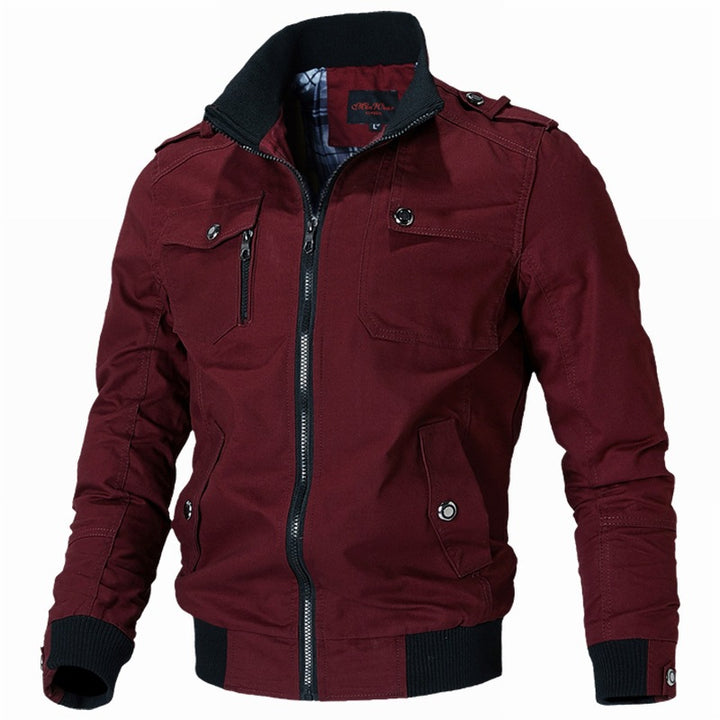 Herren nan modische Field-Bomberjacke aus robustem Baumwoll-Canvas mit Epauletten, Reißverschluss und geripptem Saum Echo Archiv
