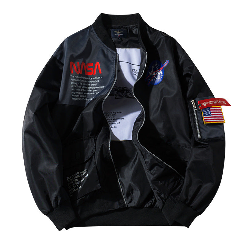 Herren  bestickte Mission-Patch Utility Bomberjacke mit Armreißverschlusstasche Echo Archiv
