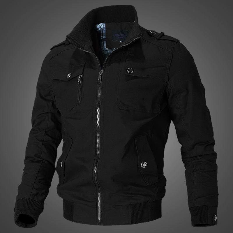Herren nan modische Field-Bomberjacke aus robustem Baumwoll-Canvas mit Epauletten, Reißverschluss und geripptem Saum Echo Archiv