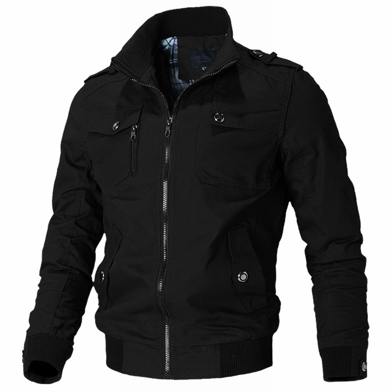 Herren nan modische Field-Bomberjacke aus robustem Baumwoll-Canvas mit Epauletten, Reißverschluss und geripptem Saum Echo Archiv