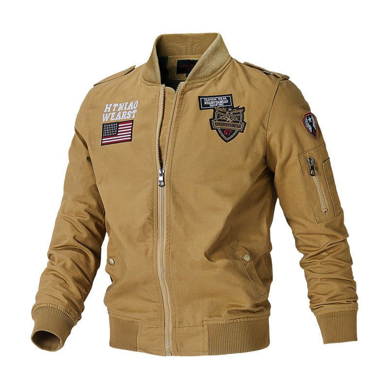 Herren nan urbane Bomberjacke mit Patch-Details, Reißverschluss und Ärmeltasche Echo Archiv