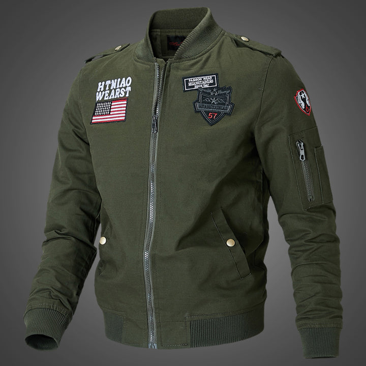 Herren nan urbane Bomberjacke mit Patch-Details, Reißverschluss und Ärmeltasche Echo Archiv