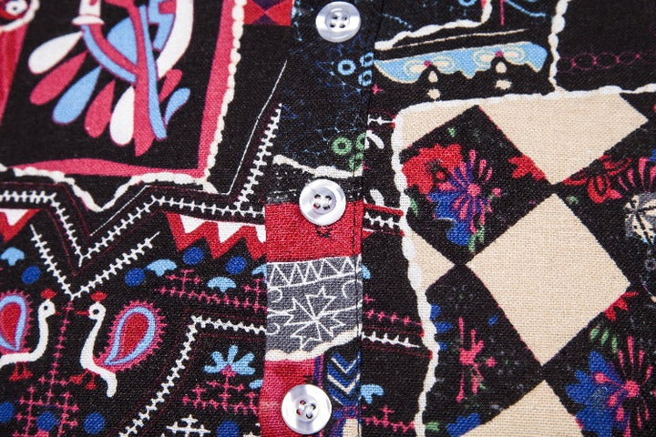 Herren Kurzarmhemd mit buntem Patchwork-Muster Echoarchiv