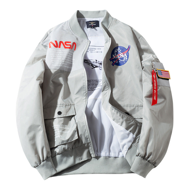 Herren  bestickte Mission-Patch Utility Bomberjacke mit Armreißverschlusstasche Echo Archiv