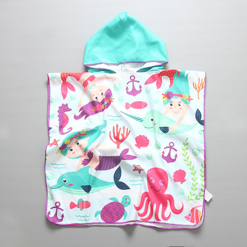 Kinder Strandponcho mit Kapuze und maritimem Design Echo Archiv