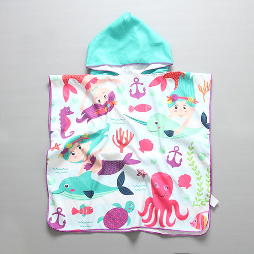 Kinder Strandponcho mit Kapuze und maritimem Design Echo Archiv