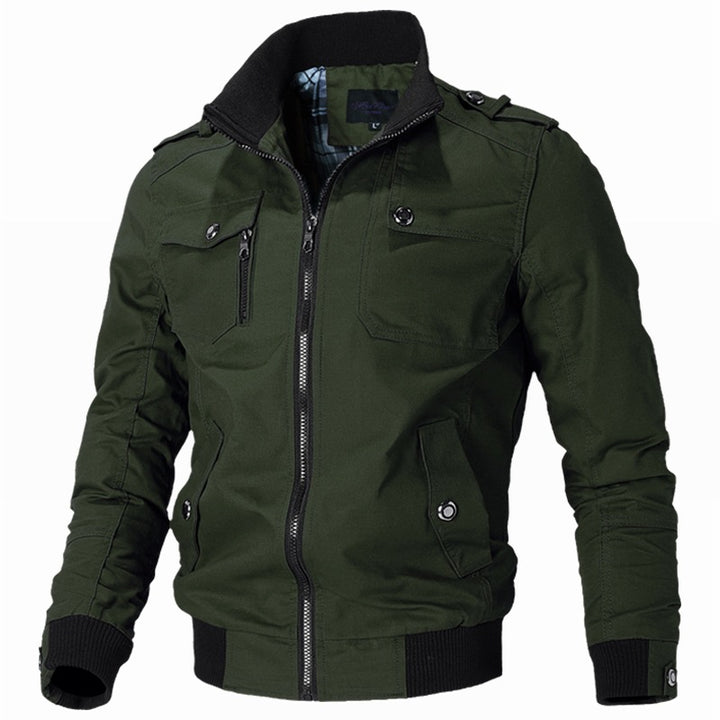 Herren nan modische Field-Bomberjacke aus robustem Baumwoll-Canvas mit Epauletten, Reißverschluss und geripptem Saum Echo Archiv