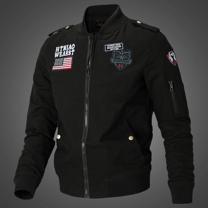 Herren nan urbane Bomberjacke mit Patch-Details, Reißverschluss und Ärmeltasche Echo Archiv