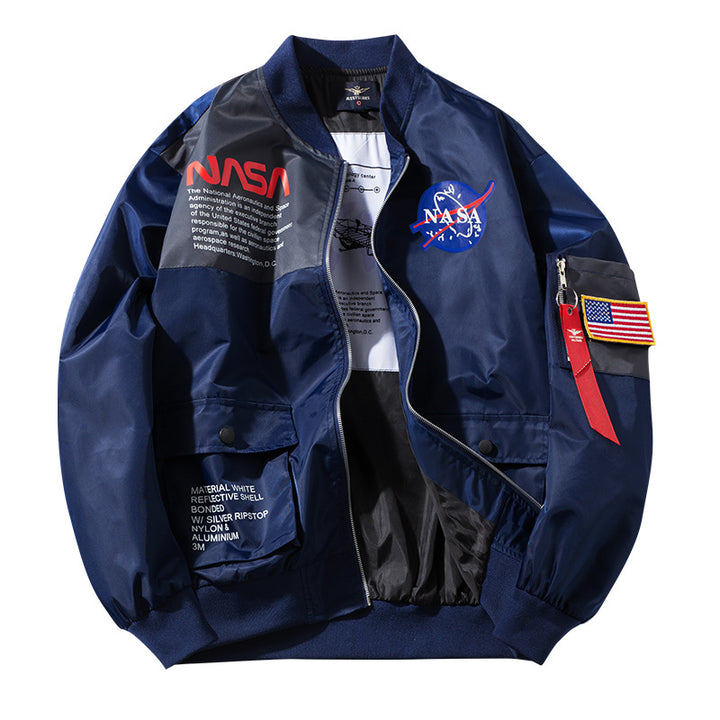 Herren  bestickte Mission-Patch Utility Bomberjacke mit Armreißverschlusstasche Echo Archiv