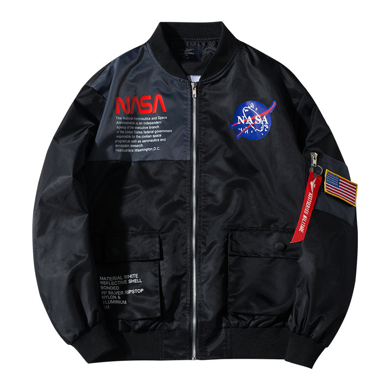 Men's mission-inspired reflective shell flight bomber jacket with sleeve utility pocket – Brevano
