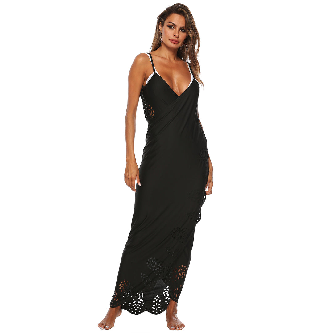 Damen elegantes Maxikleid mit filigranem Lochmuster Echo Archiv
