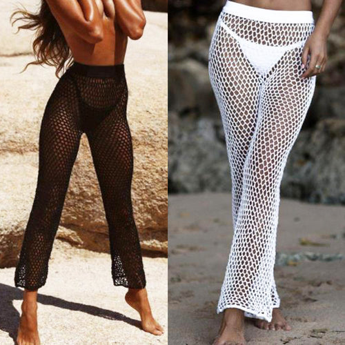Damen Netz-Strandhose mit hohem Bund und weitem Bein Echo Archiv