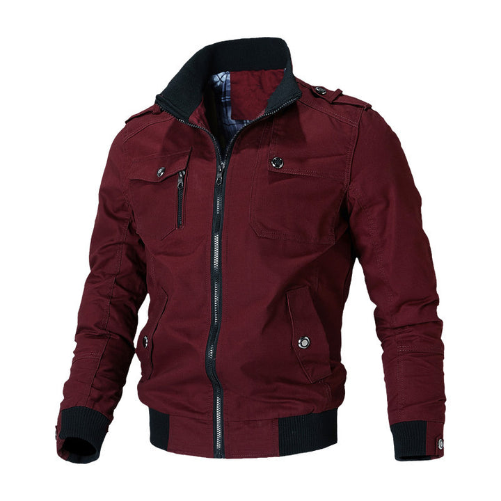 Herren Canvas-Field-Bomberjacke mit Stehkragen, Epauletten und Rippbündchen Echoarchiv