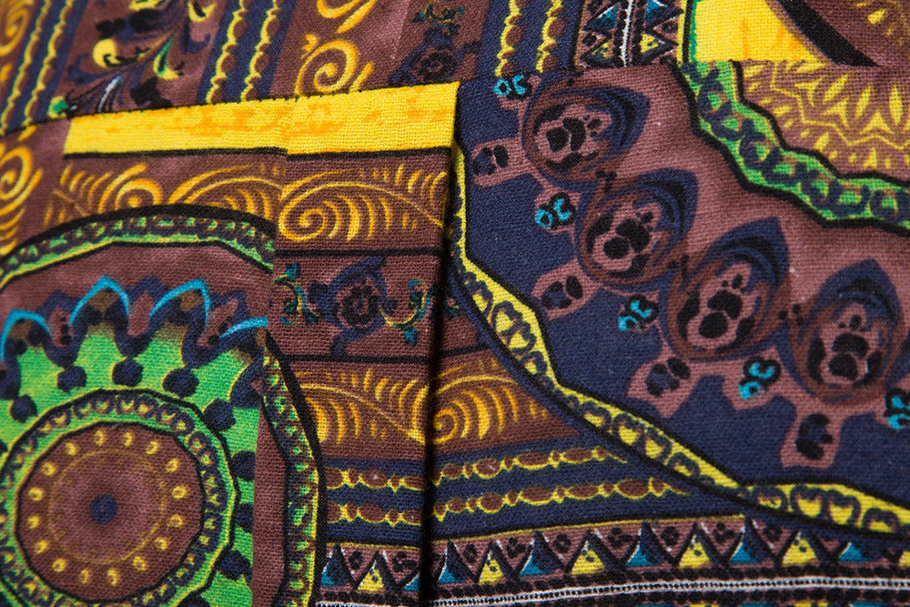 Herren Kurzarmhemd mit kreativem Ethno-Muster und modernem Henley-Ausschnitt Echoarchiv