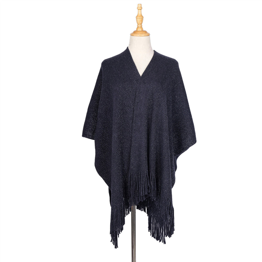 Damen Oversize-Strickruana mit Glitzerfaden und Fransen Echo Archiv