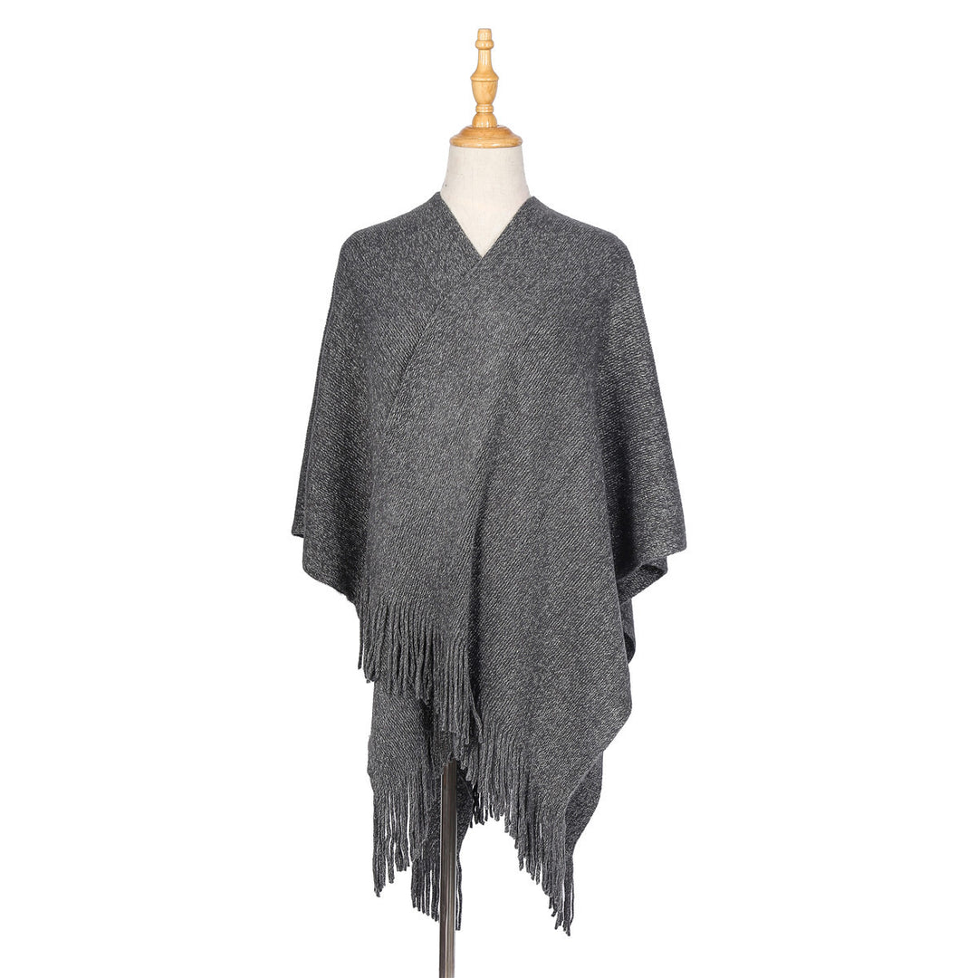 Damen Oversize-Strickruana mit Glitzerfaden und Fransen Echo Archiv