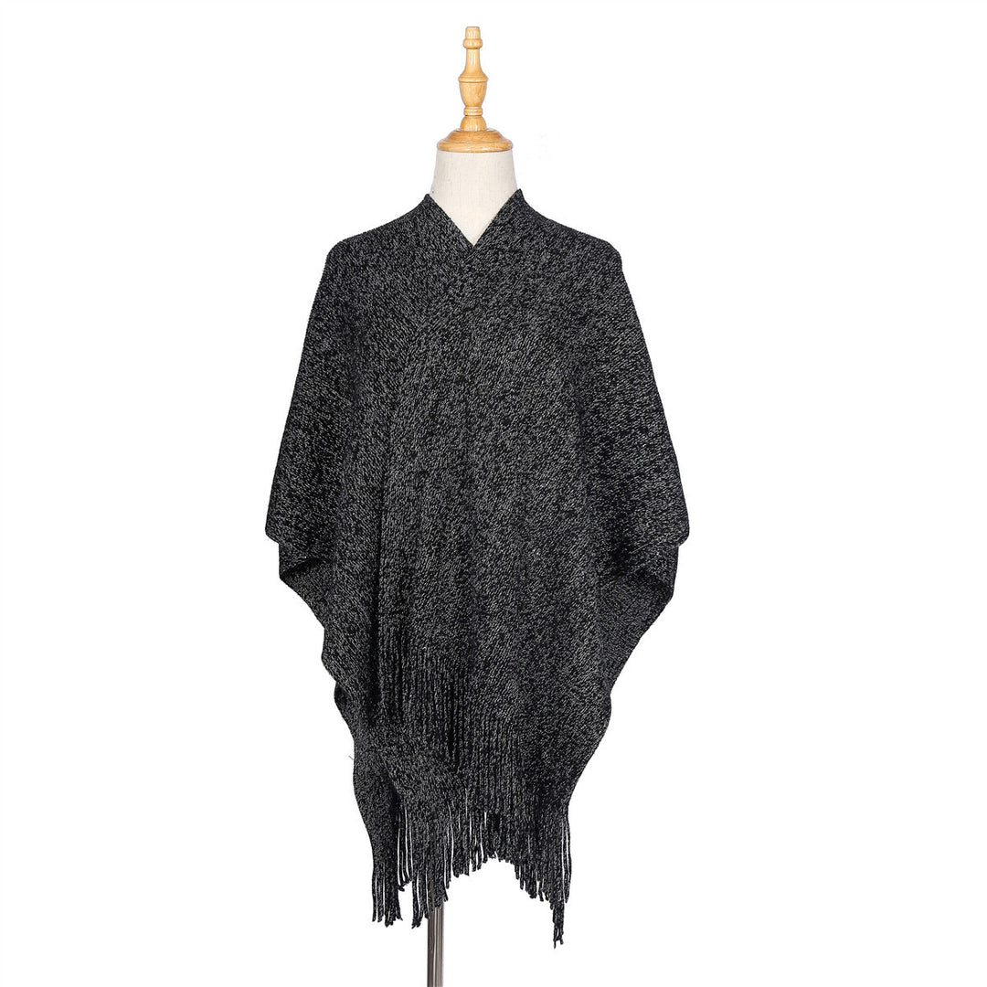 Damen Oversize-Strickruana mit Glitzerfaden und Fransen Echo Archiv