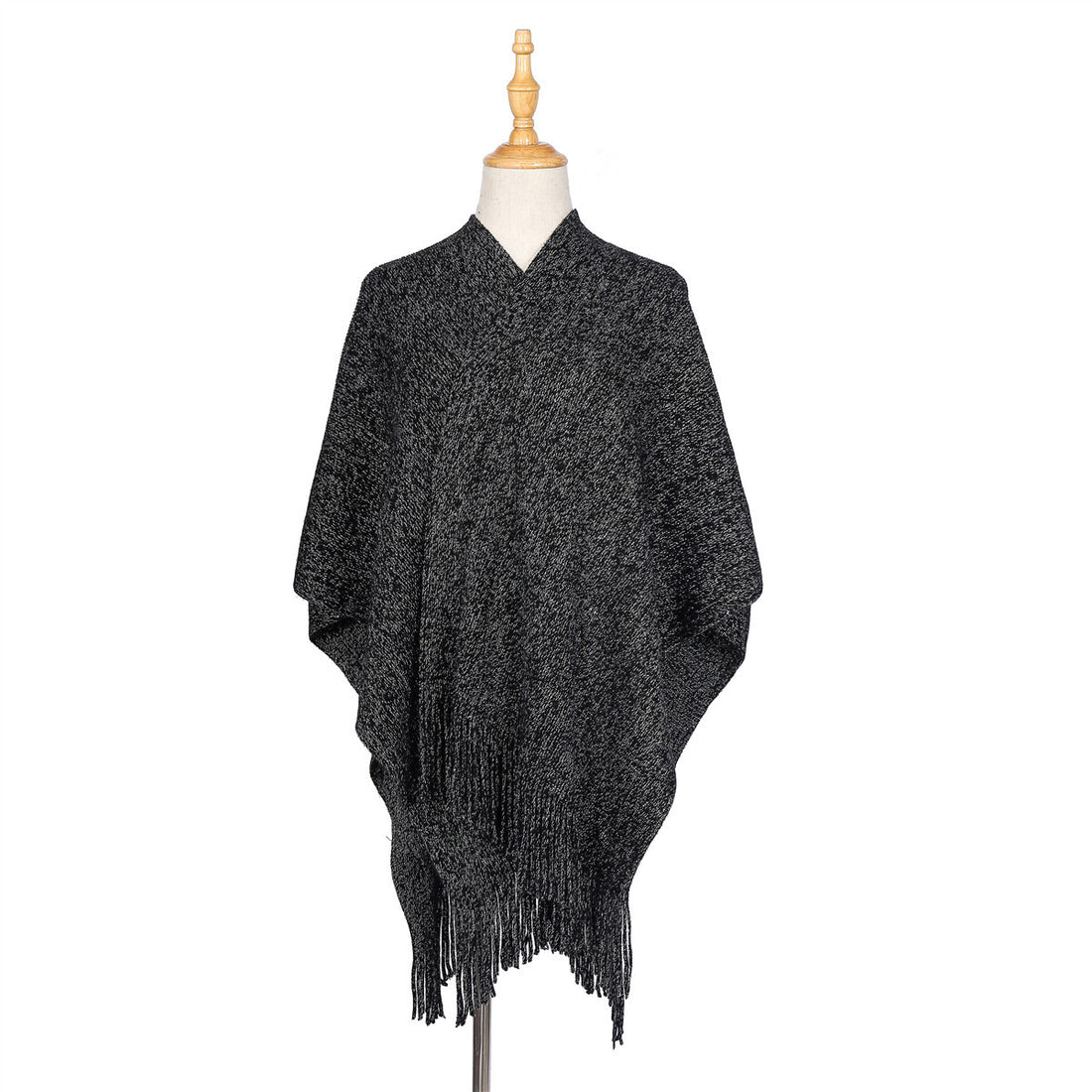 Damen Oversize-Strickruana mit Glitzerfaden und Fransen – Veloura