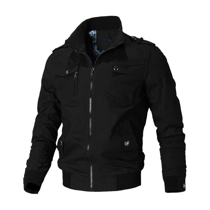 Herren Canvas-Field-Bomberjacke mit Stehkragen, Epauletten und Rippbündchen Echoarchiv
