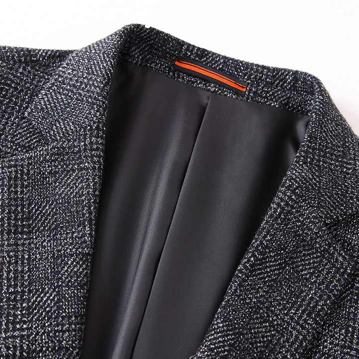 Herren Wollmischstoff Slim-Fit Sakko mit Glencheck-Muster und gesteppter Innenfütterung Echoarchiv
