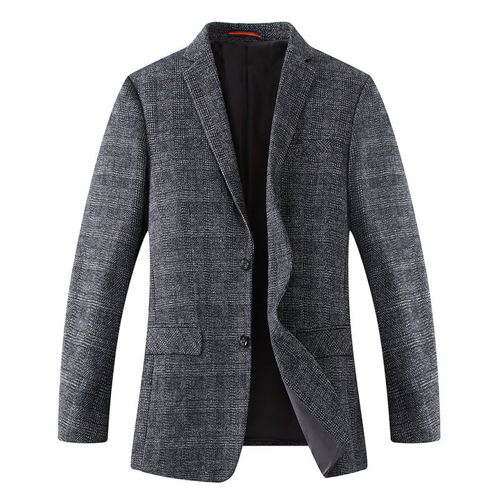 Herren Wollmischstoff Slim-Fit Sakko mit Glencheck-Muster und gesteppter Innenfütterung Echoarchiv