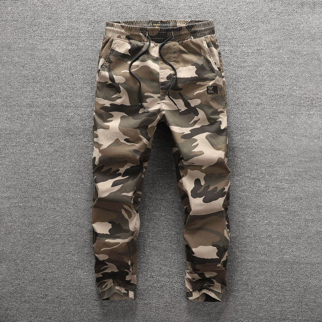 Herren Cargohose im Camouflage-Look mit elastischem Bund und Kordelzug Echoarchiv