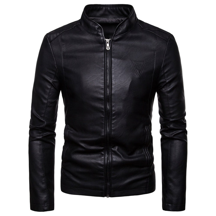 Herren Schlanker Kunstleder-Fieldblouson mit minimalistischem Stehkragen und Reißverschluss Echo Archiv