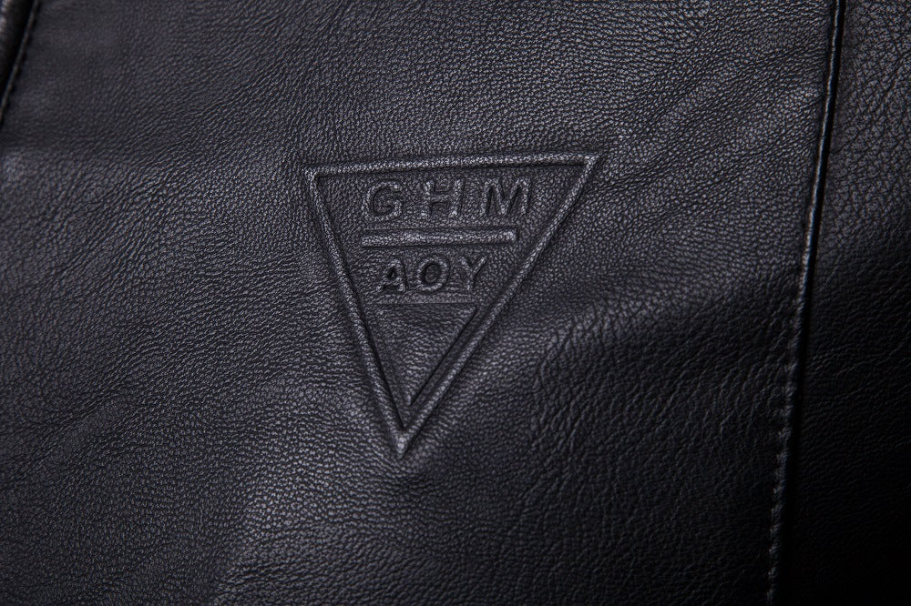 Herren Schlanker Kunstleder-Fieldblouson mit minimalistischem Stehkragen und Reißverschluss Echo Archiv