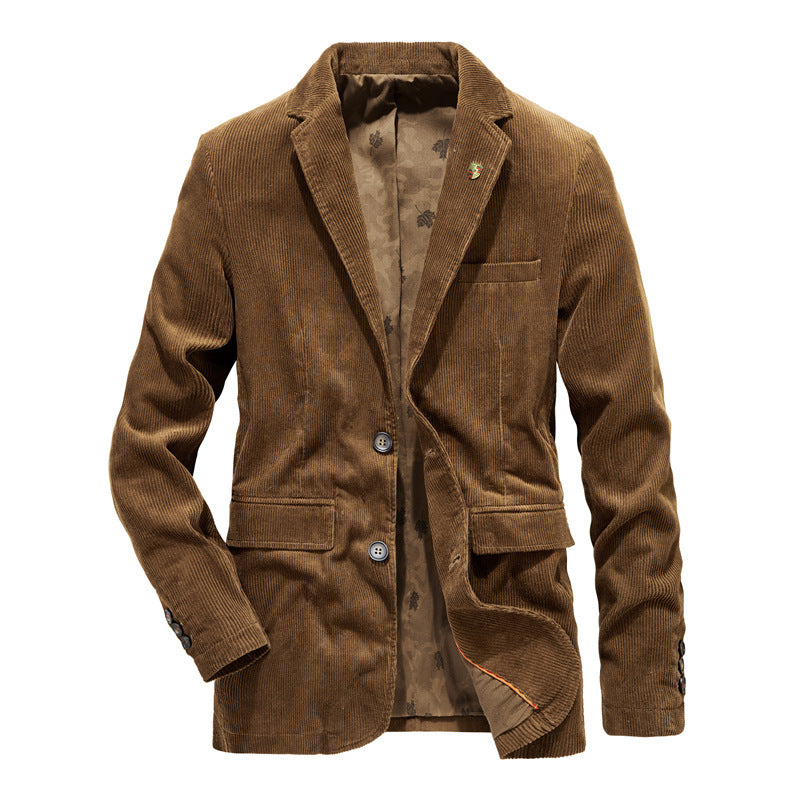 Herren Cord-Sakko mit floral-gemustertem Futter und Pattentaschen – Tianoro