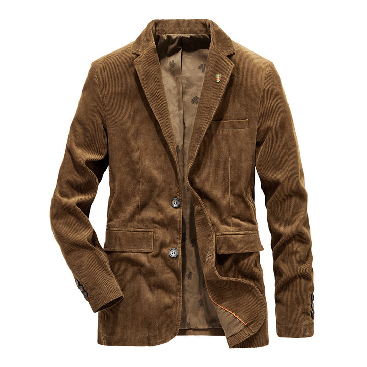 Herren Cord-Sakko mit floral-gemustertem Futter und Pattentaschen – Tianoro