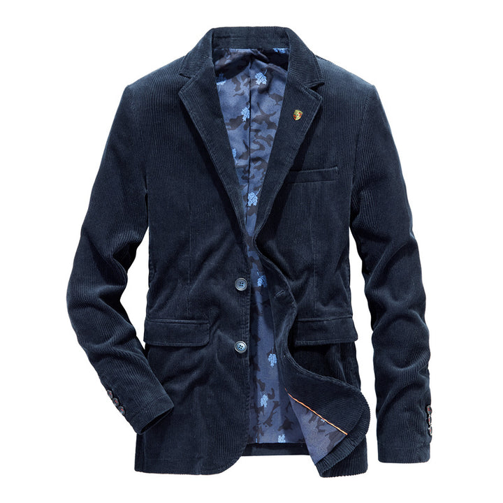 Herren Cord-Sakko mit floral-gemustertem Futter und Pattentaschen – Tianoro