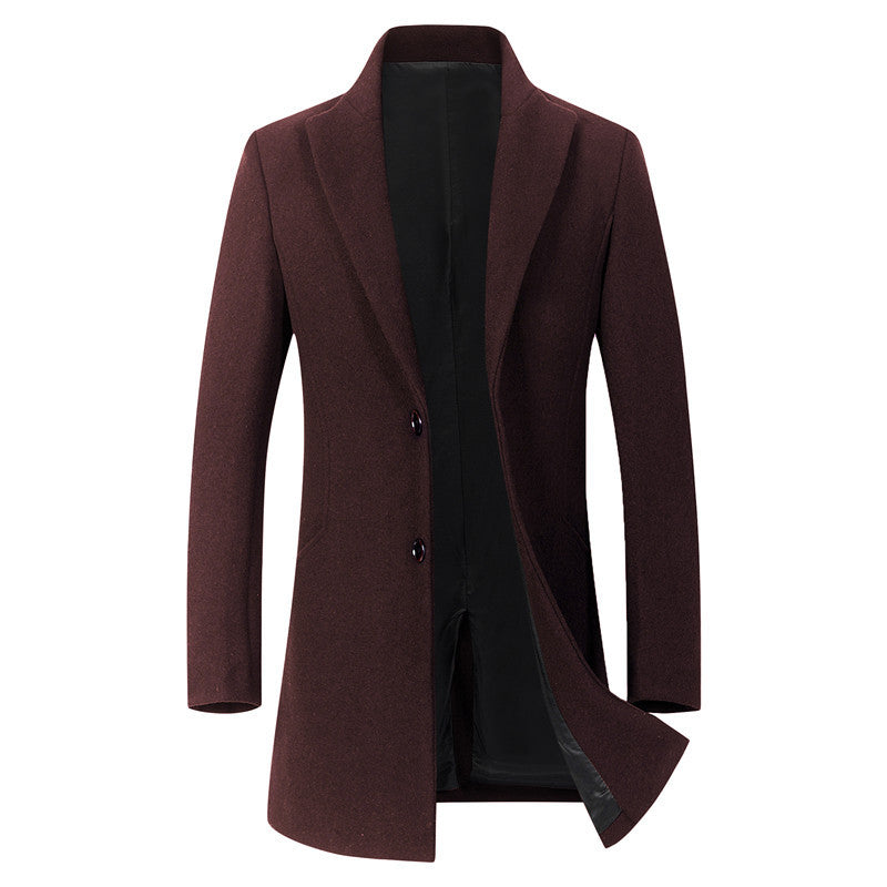 Herren Schmal geschnittener Longline-Mantel aus Wollmix mit minimalistischer Knopfleiste – Montevé