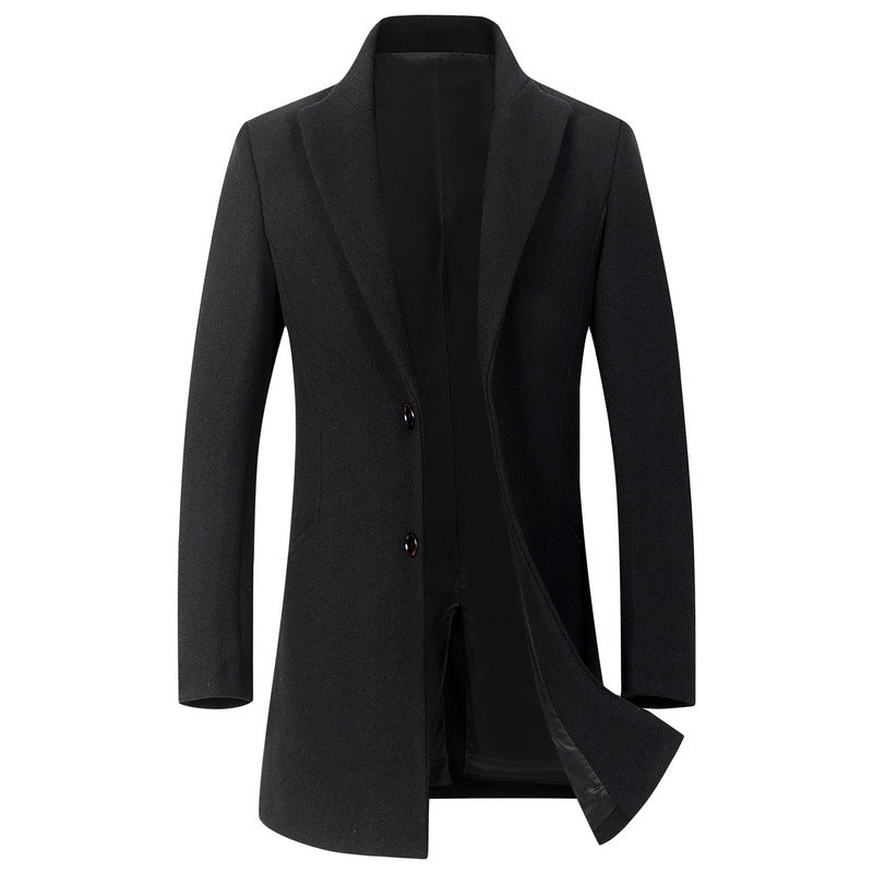 Herren Schmal geschnittener Longline-Mantel aus Wollmix mit minimalistischer Knopfleiste – Montevé
