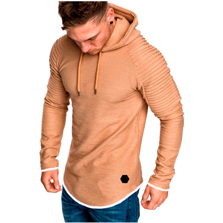 Herren modischer Hoodie mit strukturierten Ärmeln und längerer Passform Echoarchiv