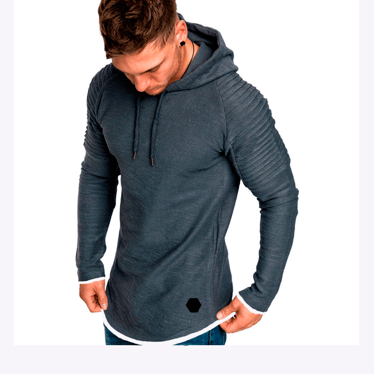 Herren modischer Hoodie mit strukturierten Ärmeln und längerer Passform Echoarchiv