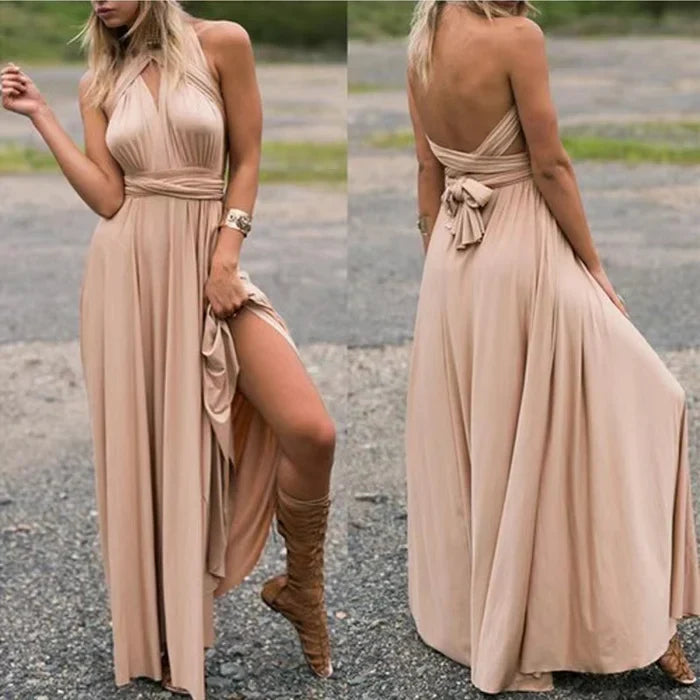 elastisches Wickelkleid mit Trägern – Élara