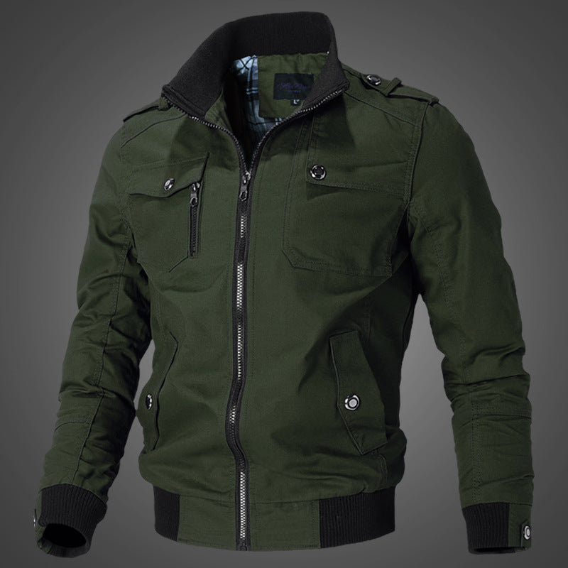 Herren nan urbaner Canvas-Bomberjacke mit Rippbündchen, Stehkragen und Mehrfach-Brusttaschen Echo Archiv