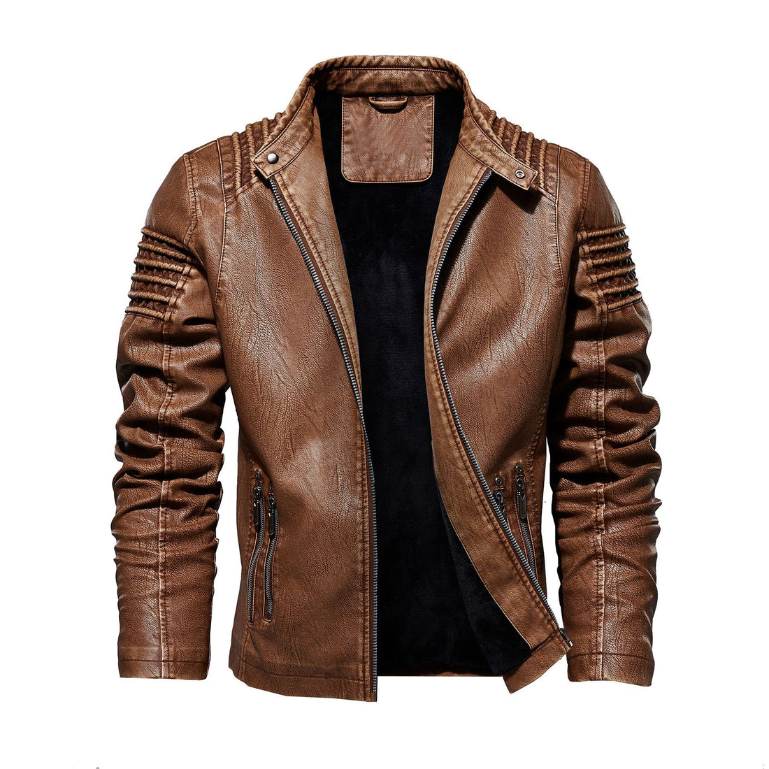 Herren Lederjacke mit strukturierten Schultern – Valtoré