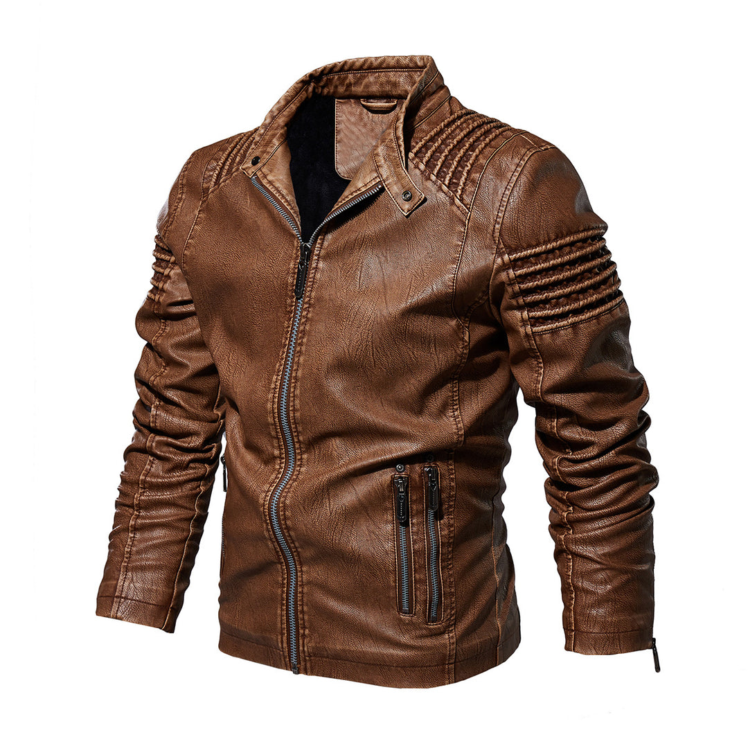 Herren Lederjacke mit strukturierten Schultern Echoarchiv