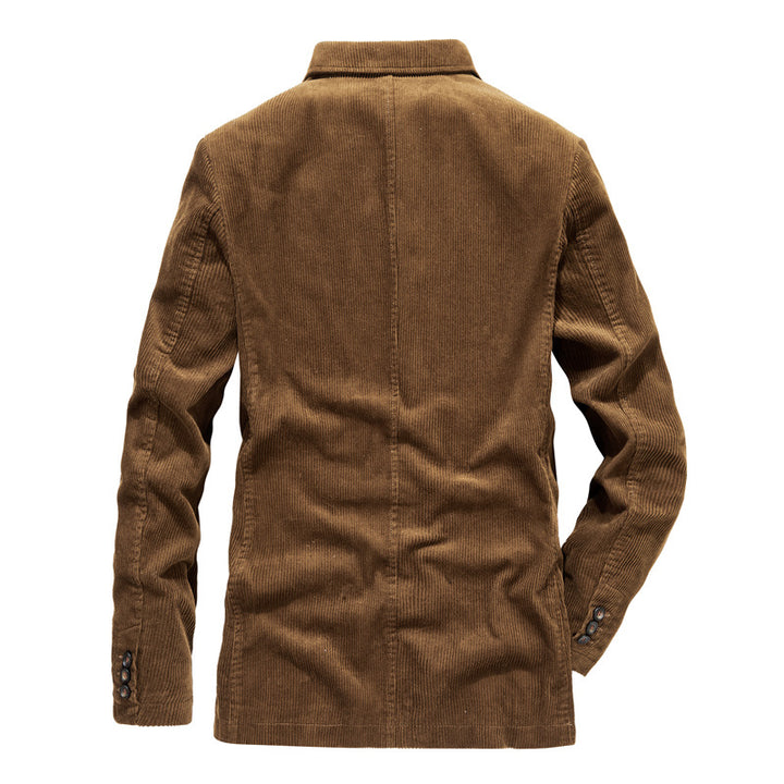 Herren Cord-Sakko mit floral-gemustertem Futter und Pattentaschen – Tianoro
