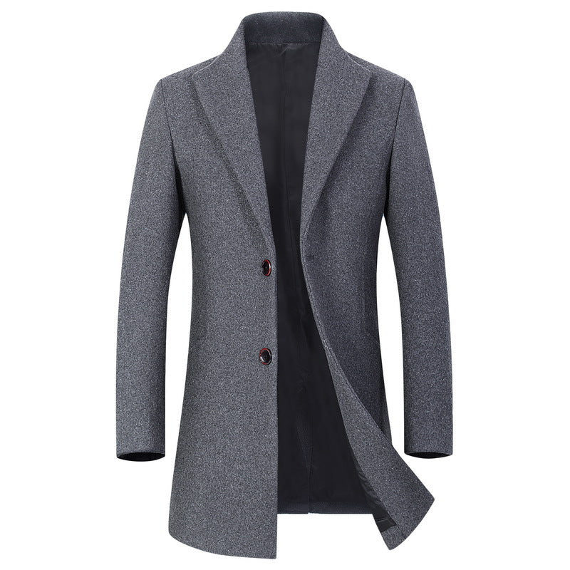 Herren Schmal geschnittener Longline-Mantel aus Wollmix mit minimalistischer Knopfleiste – Montevé
