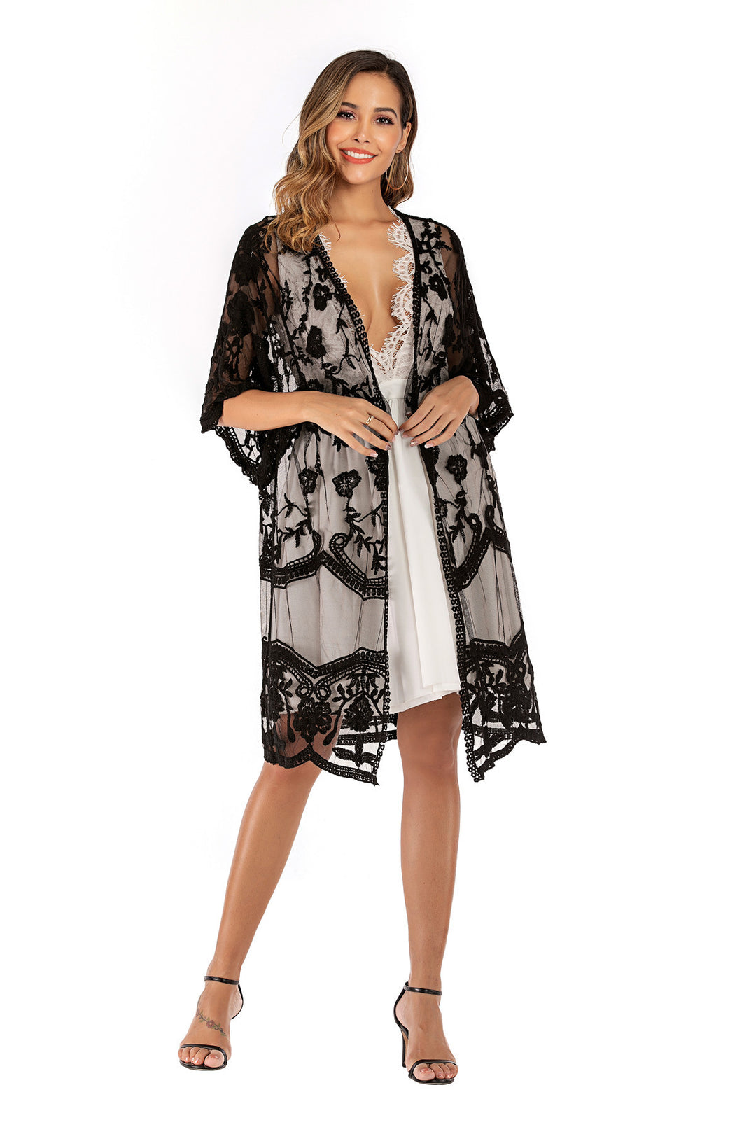 Damen elegante Spitzen-Strandüberwurf Echo Archiv