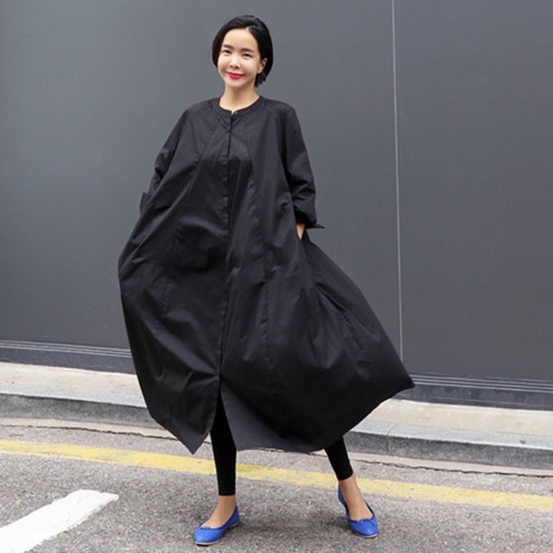 Damen Oversize-Hemdblusenkleid mit kastiger A-Linie, verdeckter Knopfleiste und Eingrifftaschen – Élara