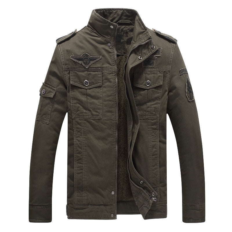 Herren Militärinspirierte Feldjacke mit Teddyfutter und Multifunktionstaschen Echoarchiv