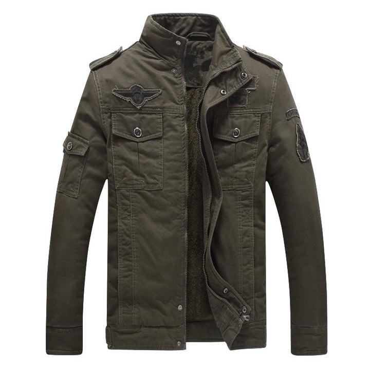 Herren Militärinspirierte Feldjacke mit Teddyfutter und Multifunktionstaschen Echoarchiv