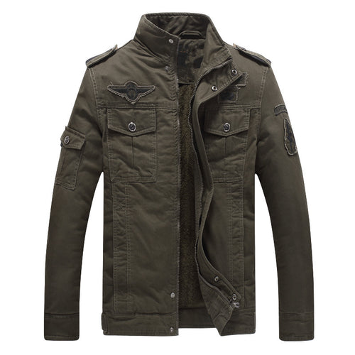 Herren Militärinspirierte Feldjacke mit Teddyfutter und Multifunktionstaschen Echoarchiv
