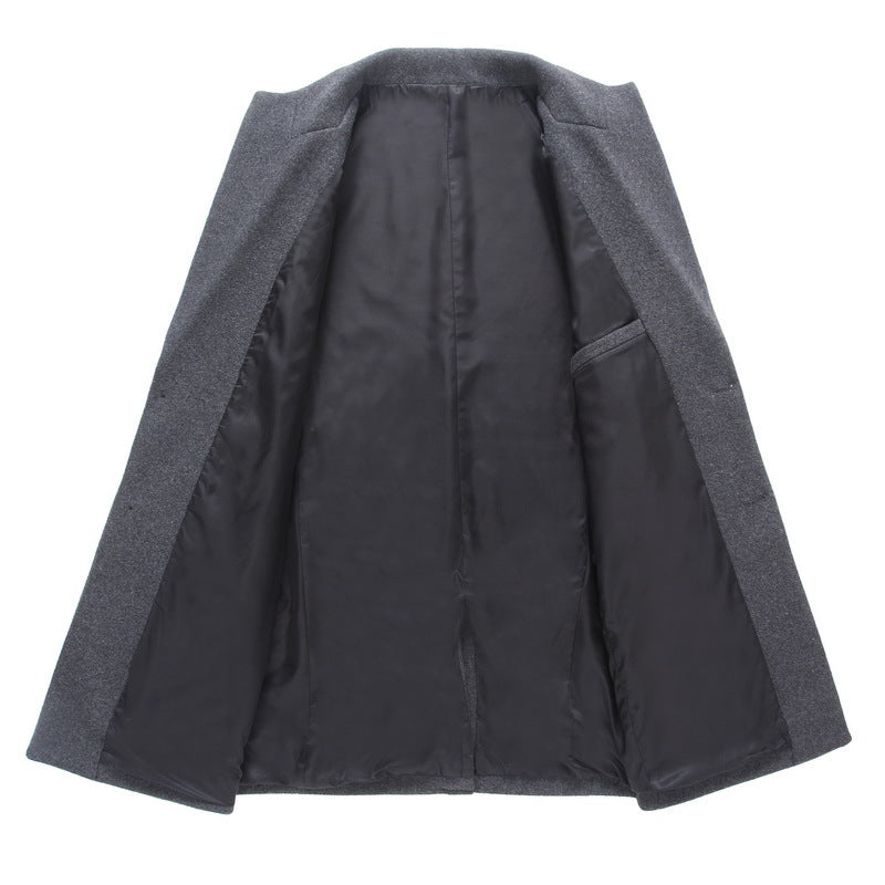 Herren Schmal geschnittener Longline-Mantel aus Wollmix mit minimalistischer Knopfleiste – Montevé