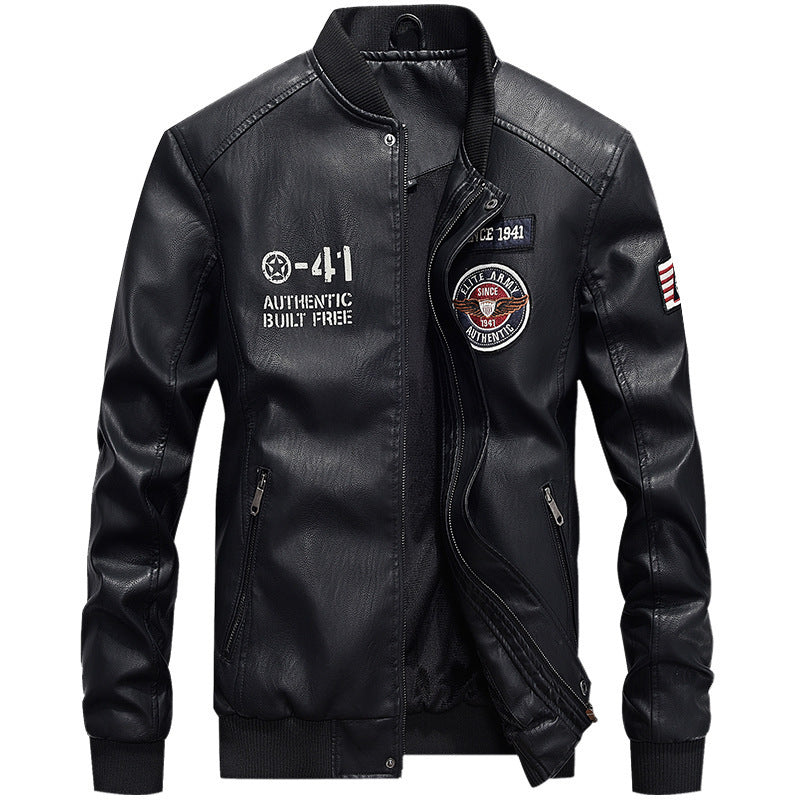 Herren Modische Kunstleder-Bomberjacke Echo Archiv
