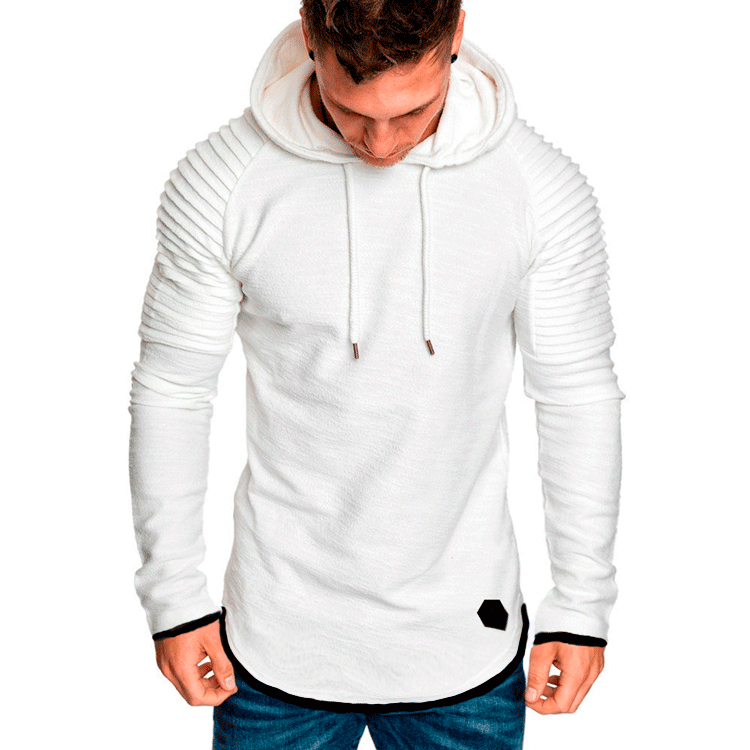 Herren modischer Hoodie mit strukturierten Ärmeln und längerer Passform Echoarchiv