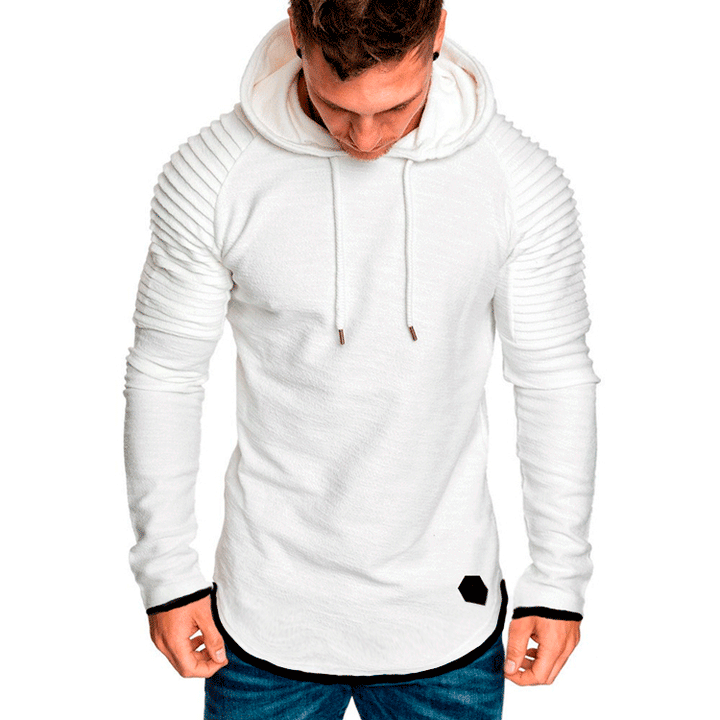 Herren modischer Hoodie mit strukturierten Ärmeln und längerer Passform Echoarchiv